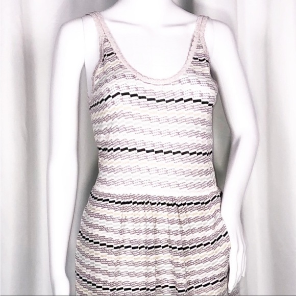 La Vie xRebecca Taylor White Lavender Stripes Gold Trim Hem Sweater Dress SzM - Picture 10 of 16